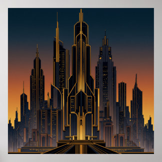 Art Deco Jugendstil Stadtbild Poster