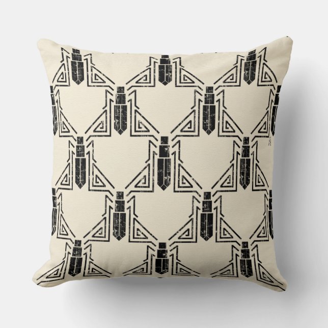 Art Deco Käfer Muster - Schwarz auf Creme Kissen (Vorderseite)