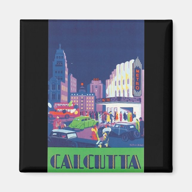 Art Deco Kalkutta Städtische Theater Szene Hoher K Magnet (Vorne)