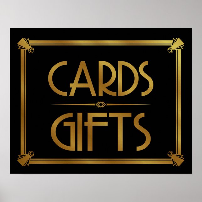 Art Deco Karten und Geschenktische Tafeldruck GOLD Poster (Vorne)