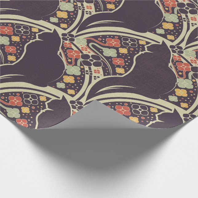 Art Deco Katze Blumenmuster Geschenkpapier (Ecke)