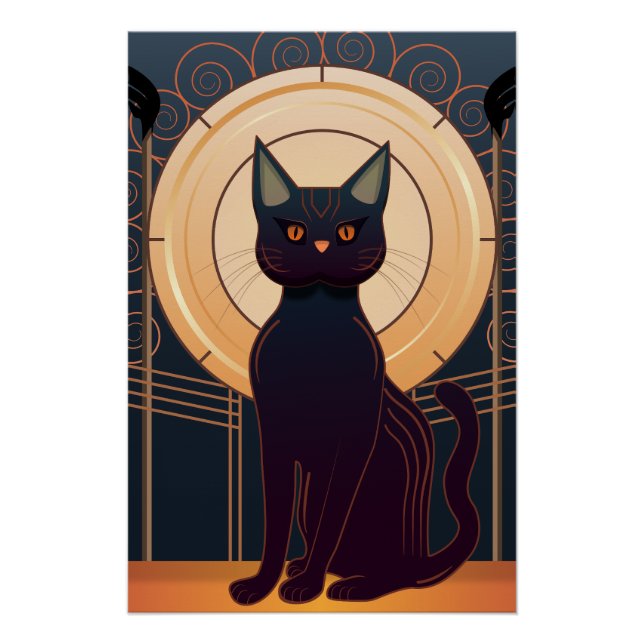 Art Deco Katze Poster (Vorderseite)