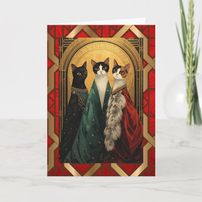 Art Deco-Katzen in der Oper Karte (Vorderseite)