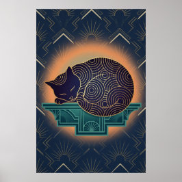 Art Deco Katzenfisch-Trophäe-Wandkunst Poster