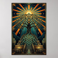 Art Deco Keltischer Lebensbaum Pyramide Gold Türki