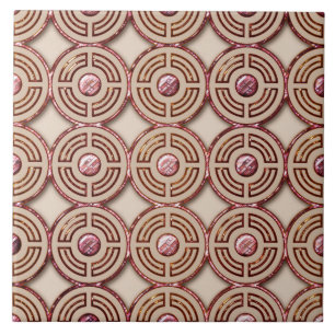 Art-Déco-Keramik (Rosa und Gold) Fliese
