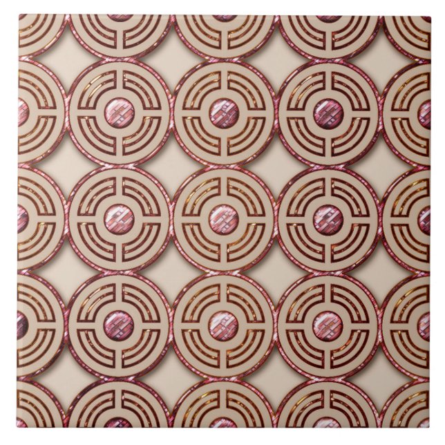 Art-Déco-Keramik (Rosa und Gold) Fliese (Vorderseite)