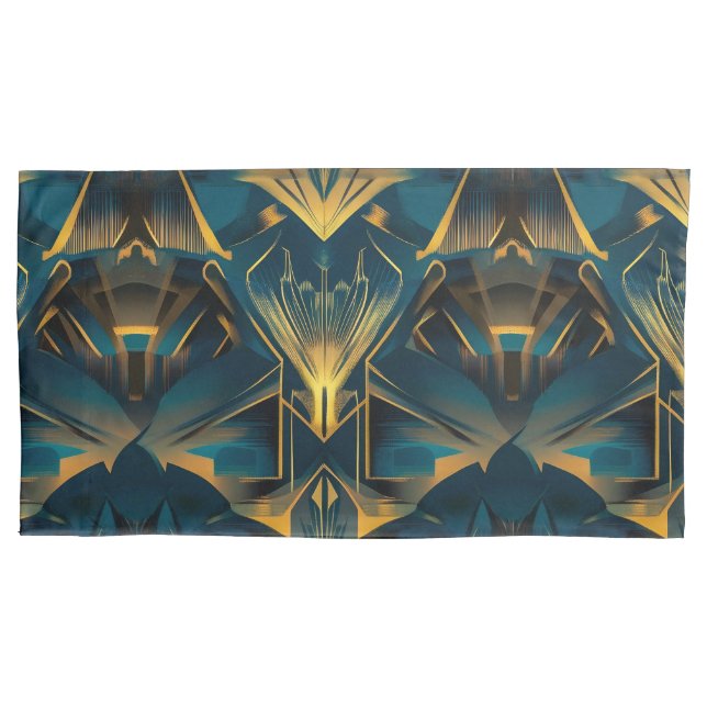 Art Deco King Pair Pillowcases Kissenbezug (Vorderseite-Links)