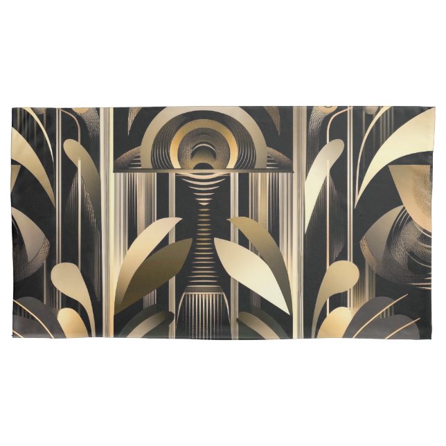 Art Deco King Pair Pillowcases Kissenbezug (Vorderseite-Links)