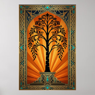 Art Deco Kino Klappe Läufer Gold Poster