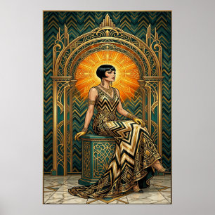Art Deco Kirschblütenbaum Thron Gold Poster