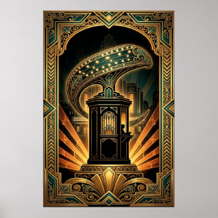 Art Deco Klappe Cyborg Silhouette Kunst Poster