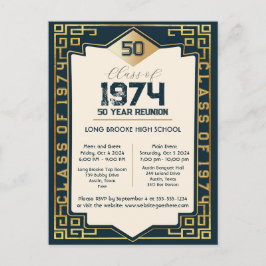 Art-Deco-Klasse von 1974 50 Jahre High School-Wied Postkarte