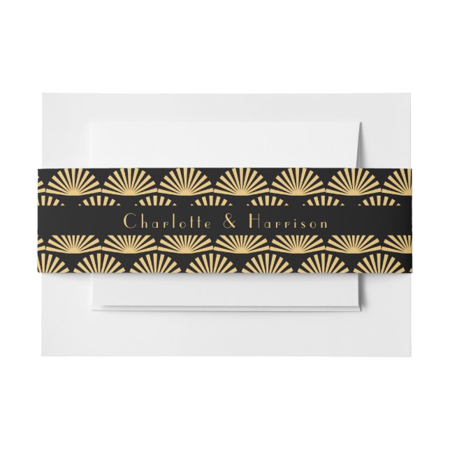 Art Deco Klassische Black Gold Hochzeit Einladungsbanderole (Vorderseite Beispiel)