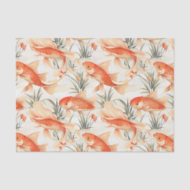 Art Deco Koi Fish Decoupage Seidenpapier (Vorderseite)