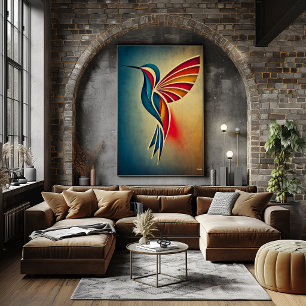 Art Deco Kolibri Abstrakte Geometrische Vogelwand Poster