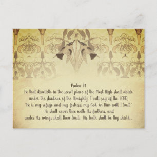 Art Deco Kolibri Er ist meine Zuflucht Psalm 91 Postkarte
