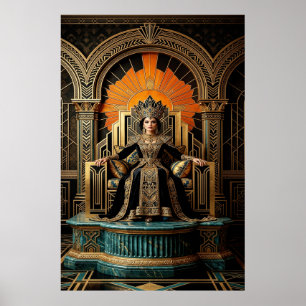 Art Deco Königinnenthron Vergoldeter Palast Gold Poster