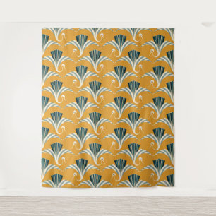 Art Deco Kran - gelber Hintergrund Wandteppich