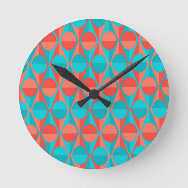 Art-Deco-Kreise und Dreiecke Runde Wanduhr (Vorderseite)