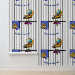 Art Deco Küche Bistro Personalisiert Tapete<br><div class="desc">Umgestalten Sie Ihre Küche, den Coffee Shop oder die Bäckerei mit diesem originellen Tapetendesign, das eine eklektische, farbenfrohe Mischung aus einer Clarisse Cliff inspirierte whimsical Keramik Coffee Pot, Cup und Saucer kombiniert mit einer traditionellen Chinoiserie Cookie Jar und anderen Art Deco Accent das ganze Set vor einem schwarz-weiß gestreiften Hintergrund...</div>
