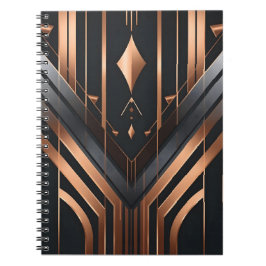 Art Deco Kupfer- und Silber geometrisches Design Notizblock