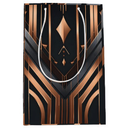 Art Deco Kupfer- und Silbergeometrie-Design Mittlere Geschenktüte