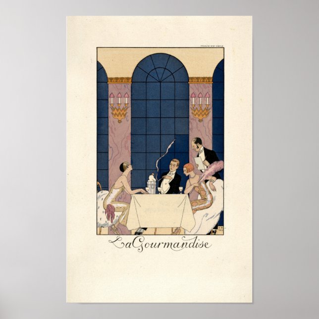 Art Deco "La Gourmandize" von George Barbier Poster (Vorne)