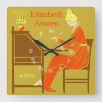 Art Deco Lady Author am Schreibtisch in Orange