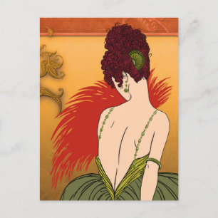 Art Deco Lady - BIANCA: Antiker Herbst Postkarte