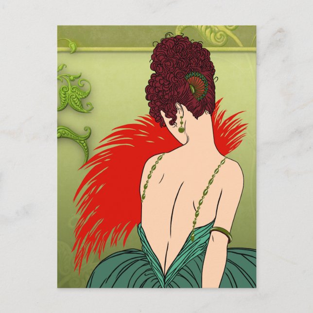 Art Deco Lady - BIANCA: Weihnachtsgeschenk Postkarte (Vorderseite)