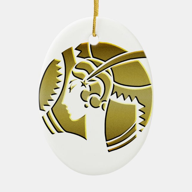 Art Deco Lady in Gold Keramik Ornament (Vorne)
