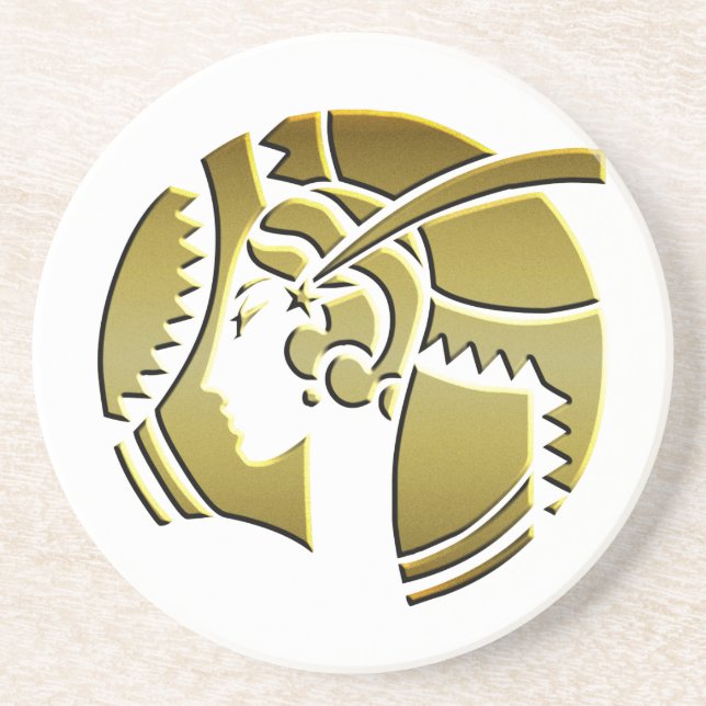 Art Deco Lady in Gold Sandstein Untersetzer (Vorne)