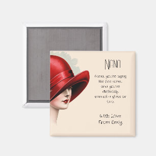 Art Deco Lady mit rotem Hut Magnet