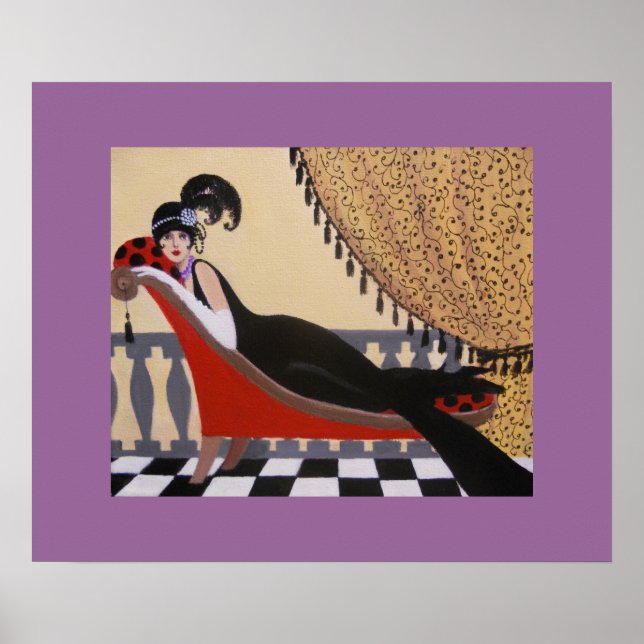 ART DECO LADY ON THE LOUNGE POSTER (Vorne)