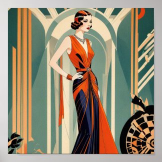 Art Deco Lady Poster