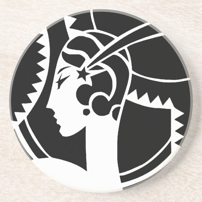 Art Deco Lady Sandstein Untersetzer (Vorne)