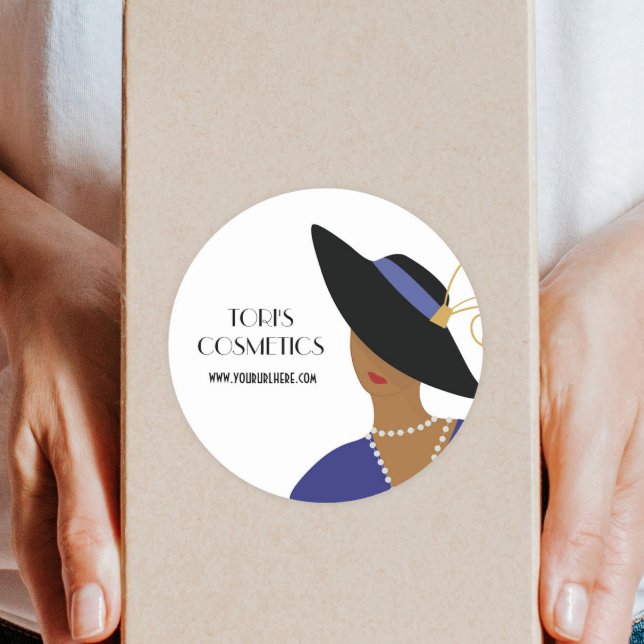 Art Deco Lady, Shop, Beauty Business oder Kosmetik Runder Aufkleber (Von Creator hochgeladen)