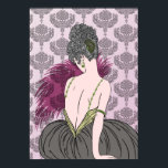 Art Deco Lady with Damask - BIANCA: Teezeit Poster<br><div class="desc">Unsere wunderschöne Bianca ist in einem vollen Rock gekleidet und ihr Top hat Gurte, die aus Schmuckstränden bestehen. Sie hält einen Federn und sitzt vor einer Kulisse von reichhaltigem Damast. Das Haar von Bianca ist eine Masse von Curlen in einem fabelhaften Oudo, der mit einem fächerförmigen Haarclip befestigt wird. Unser...</div>