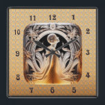 Art Deco Lalique Stil Uhr. Quadratische Wanduhr<br><div class="desc">Ich habe diese schöne Art Deco "Lalique" Stil quadratische Uhr erstellt. Das schöne Zentrum war Ai Generated. Ich habe einen Lalique-Schriftart auf einem freien Hintergrund hinzugefügt und daraus eine schöne quadratische Uhr für Ihre Zuhause gemacht. Diese Uhr ist 10 x 10 Zoll.</div>