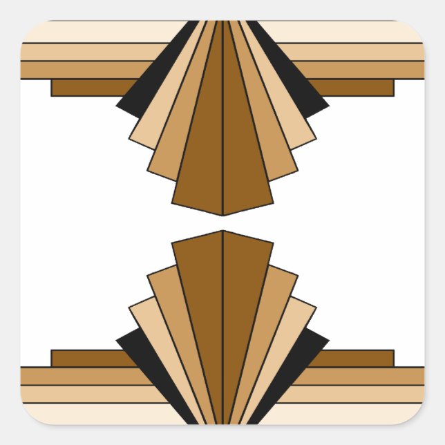 Art Deco Layers in Tan Quadratischer Aufkleber (Vorderseite)