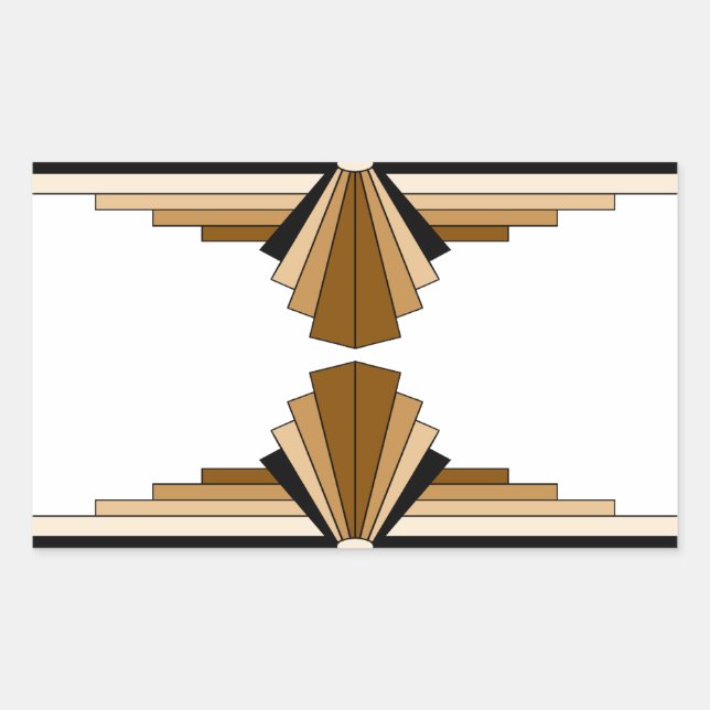 Art Deco Layers in Tan Rechteckiger Aufkleber (Vorderseite)