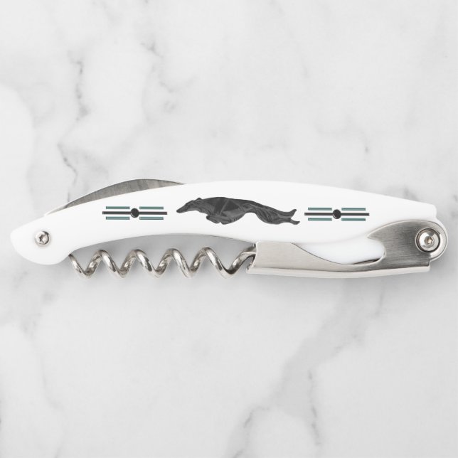 Art Deco Leaping Borzoi Corkschraube Kellnermesser (Rückseite)