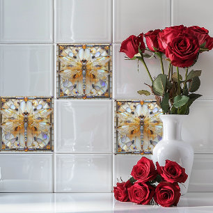 Art Deco Libelle Buntglas Preziosen Fliese