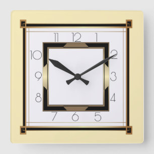Art-Deco-Licht Quadratische Wanduhr