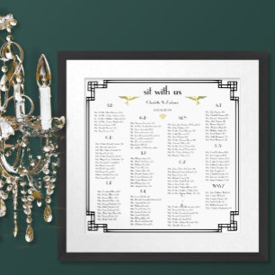 Art Deco Liebesvogel Alte Geld Hochzeit in Sonderf Poster