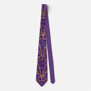 Art Deco Lila Gold Glitter Muster Krawatte