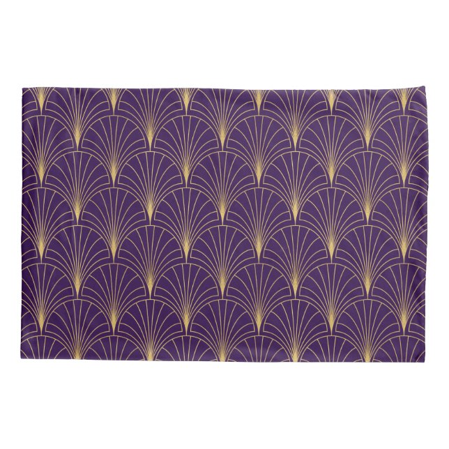 Art Deco Lila und Gold Art Deco Kissenbezug (Rückseite)