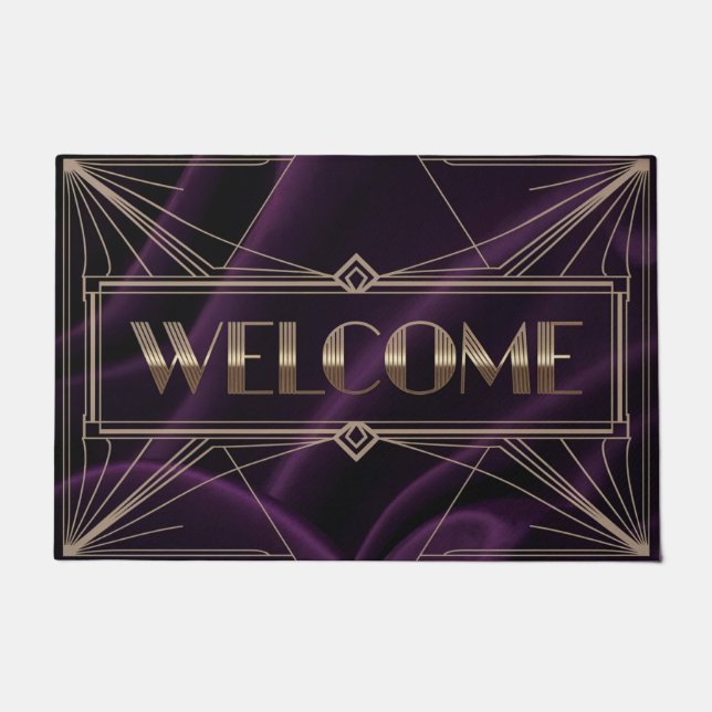 Art Deco Lila Welcome Doormat Fußmatte (Vorderseite)