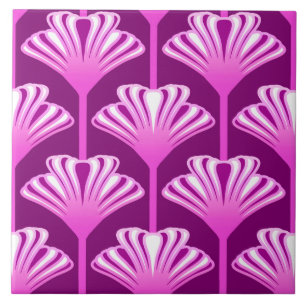 Art Deco Lilie, Amethystpurpur und Orchidee Fliese